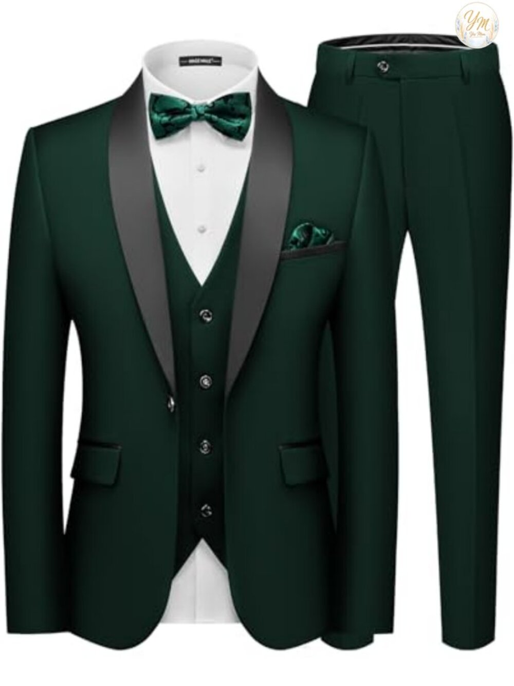 Men's 3 Piece Slim Fit Tuxedo Suit Blazer Vest Pants Set 5 Piece